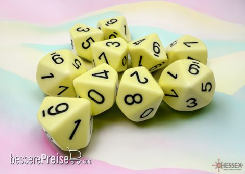 Chessex CHX25262 - Opaque Pastel Yellow/black Set of Ten d10s