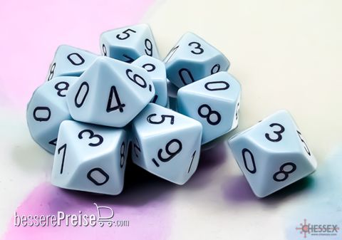 Chessex CHX25266 - Opaque Pastel Blue/black Set of Ten d10s