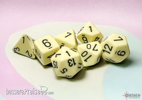 Chessex CHX25462 - Opaque Polyhedral Pastel Yellow/black 7-Die Set