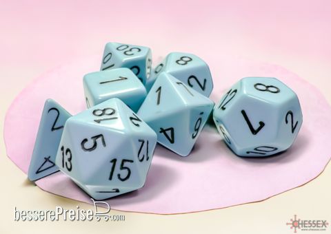 Chessex CHX25466 - Opaque Polyhedral Pastel Blue/black 7-Die Set