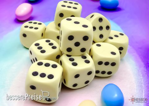 Chessex CHX25662 - Opaque 16mm d6 Pastel Yellow/black Dice Block™ (12 dice)