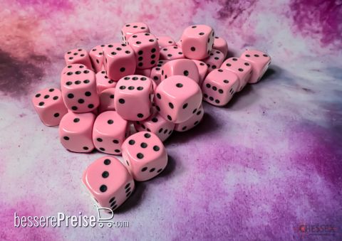 Chessex CHX25864 - Opaque 12mm d6 Pastel Pink/black Dice Block™ (36 dice)