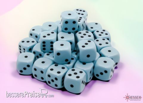 Chessex CHX25866 - Opaque 12mm d6 Pastel Blue/black Dice Block™ (36 dice)