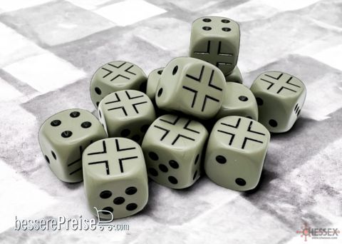 Chessex CHX29061 - WW2 dice German Opaque Dark Grey/black 16mm d6 Dice Block™