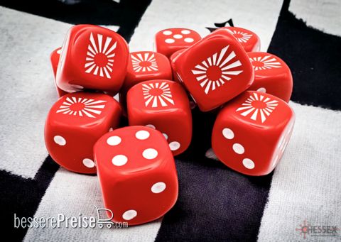 Chessex CHX29062 - WW2 dice Japan Opaque Red/white 16mm d6 Dice Block™