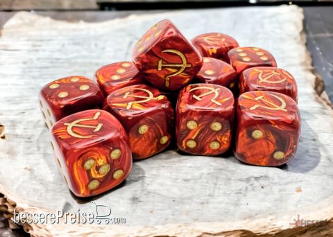 Chessex CHX29063 - WW2 dice Soviet Scarab® Scarlet/gold 16mm d6 Dice Block™