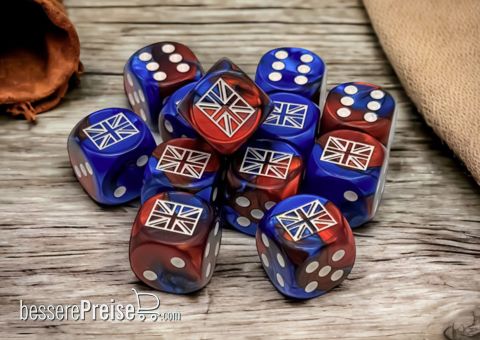 Chessex CHX29064 - WW2 dice United Kingdom Gemini Blue-Red/white 16mm d6 Dice Block™