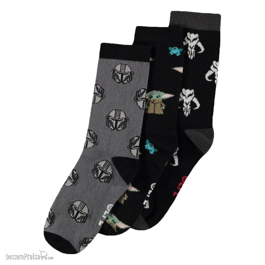 Difuzed CR534475STW - Star Wars: The Mandalorian Socken 3er-Pack Three Icons 39-42