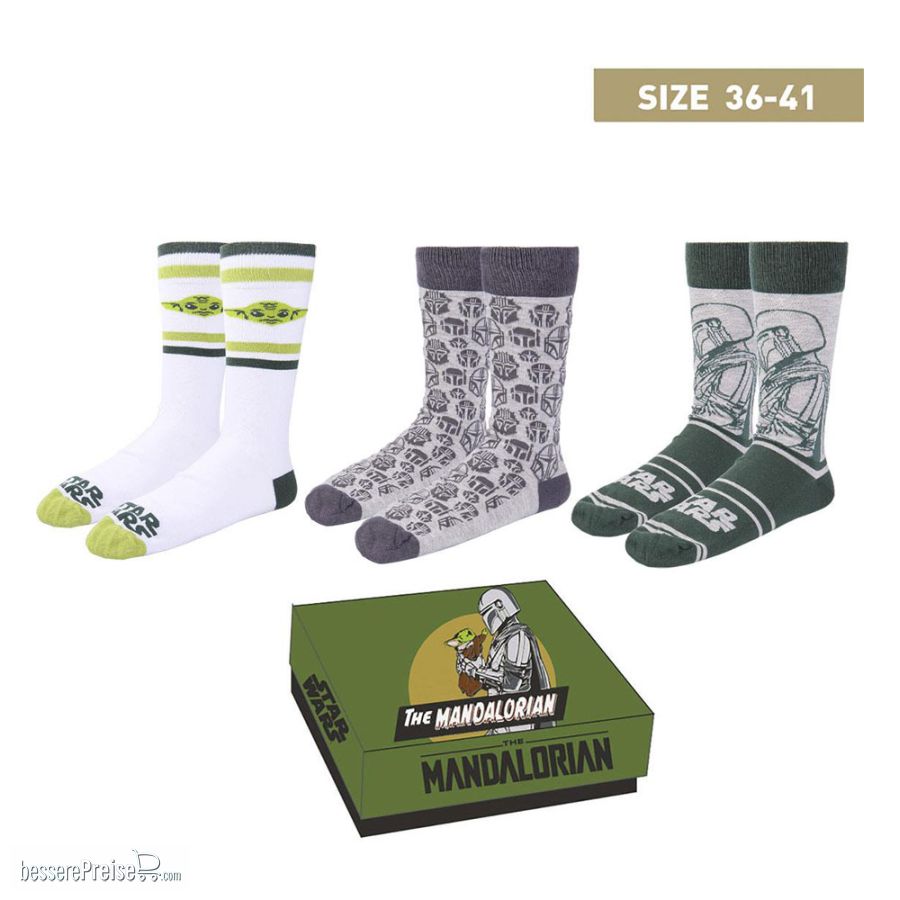 Cerdá CRD2200009310 - Star Wars: The Mandalorian Socken 3er-Pack Mandalorian 36-41