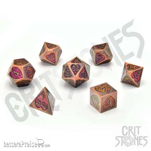 Glassstaff CSDCM23RMNCRUNE - Romance Rune Metal RPG Dice Set