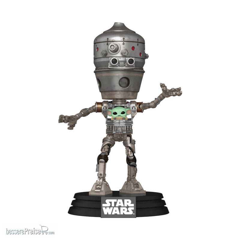 Funko FK80001 - Star Wars: The Mandalorian POP! Deluxe Vinyl Bobblehead Figur IG-12 with Grogu 17 cm