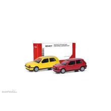 Herpa 014014 - Herpa MiniKit: Volkswagen (VW) Golf III VR6 2türig, 2er-Set, Schwefelgelb/Flashrot