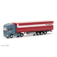 Herpa 066860 - Scania R Tieflader Gardinenplanen-Sattelzug ´Planzer´ (Schweiz/Dietikon)