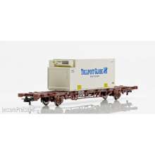 NMJ 1000197 - NMJ Topline 507.110 Lgns 42 76 443 2009-1 Containertragwagen der CargoNet mit 1 x 25 Fuss Kühlcontainer Tollpost Globe, H0