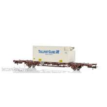 NMJ 1000198 - NMJ Topline Lgns 42 76 443 2015-1 Containertragwagen der CargoNet mit 1 stück Tollpost-Globe thermo container, H0