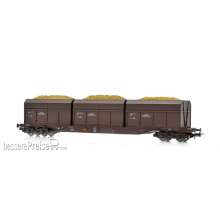 NMJ 1007436 - NMJ Topline 505.402 Rps 3176-3933498-4 Flachwagen NSB mit Holzschnitzelcontainer, H0