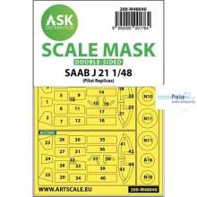 Artscale ASK200-M48040 - SAAB J21 double-sided painting mask f.Pilot Repl.