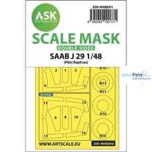 Artscale ASK200-M48041 - SAAB J29B double-sided painting mask for Pilot Rep