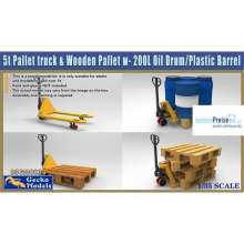 Gecko Models 35GM0034 - 5t Pallet truck&Wooden Pallet w/200L Oil Drum Pl.