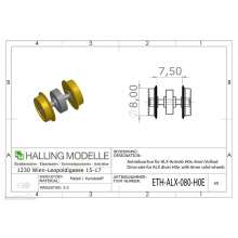 Halling ETH-ALX-080-H0E - Antriebsachse für ALX-Antrieb H0e, 8mm Vollrad