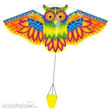 Ecoline 102197 - Owl Kite - Kinderdrachen, ab 5 Jahren, 50x113cm, inkl.17kp Polyester Schnüre, 25m