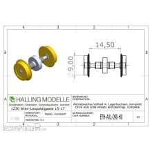 Halling ETH-AXL-090-H0 - Antriebsachse H0, 9mm Vollrad und Lager