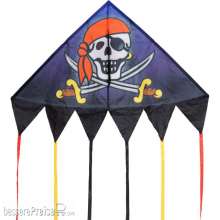 HQ 106120 - Delta Jolly Roger - Kinderdrachen, ab 5 Jahren, 95x140cm, inkl.17kp Polyester Schnüre, 40m