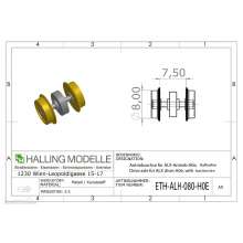 Halling ETH-ALH-080-H0E - Antriebsachse für ALX-Antrieb H0E, mit 8mm Haftreifen