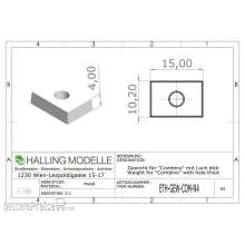 Halling ETH-GEW-COM-N4 - Gewicht, rechteckig 15,0x10,5mm mit Loch