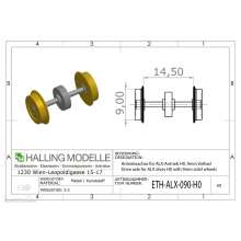 Halling ETH-ALX-090-H0 - Antriebsachse für ALX-Antrieb H0, 9mm Vollrad