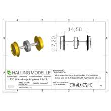 Halling ETH-ALX-072-H0 - Antriebsachse für ALX-Antrieb H0, 7,2mm Vollrad