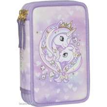 Beckmann 113160 - 3-fächrige Federmappe mit Inhalt, Unicorn Princess Purple