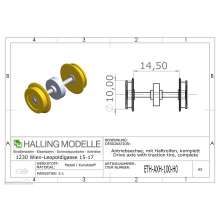 Halling ETH-AXH-100-H0 - Antriebsachse H0, mit 10mm Haftreifen