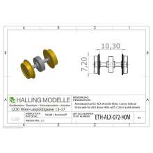 Halling ETH-ALX-072-H0M - Antriebsachse für ALX-Antrieb H0m, 7,2mm Vollrad