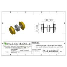 Halling ETH-ALX-080-H0M - Antriebsachse für ALX-Antrieb H0m, 8mm Vollrad