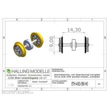 Halling ETH-AXS-H0 - Antriebsachse H0, 9mm Speichenräder