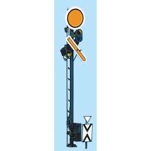 Weinert 1222 - Vr 0 / Vr 1 / Vr 2 beleuchtetes Vorsignal mit mechanischem Antriebskasten am 5,4-m-Mast (H0)