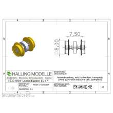 Halling ETH-AXH-080-H0E - Antriebsachse H0E, mit 8mm Haftreifen