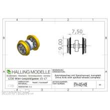 Halling ETH-AXS-H0E - Antriebsachse H0e, 9mm Speichenräder