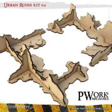 PWork Wargames PWTS00104MDF - MDF Terrain Urban Ruins 04