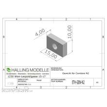 Halling ETH-GEW-COM-N2 - Gewicht, rechteckig 15,0x10,5mm mit Loch