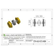 Halling ETH-ALH-072-H0M - Antriebsachse für ALX-Antrieb H0m, 7,2mm Haftreifen