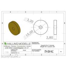 Halling ETH-GEW-WLC - Gewicht, rund 15,0mm