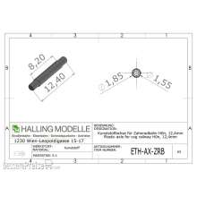 Halling ETH-AX-ZRB - Kunststoffachse für Zahnradbahn H0n3z, 12,6 mm