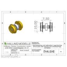 Halling ETH-AHL-100-H0E - Antriebsachse H0e, 10mm Haftreifen mit Lager