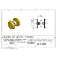 Halling ETH-AXL-100-H0E - Antriebsachse H0e, 10mm Vollrad und Lager