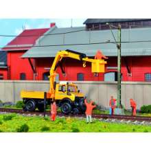 Kibri 14991 - H0 Zweiwege UNIMOG GleisBau mit Arbeitskran und Korb