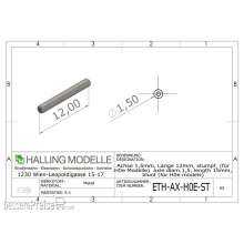 Halling ETH-AX-H0E-ST - Achse 1,5 mm, Länge 12 mm, stumpf