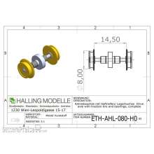 Halling ETH-AHL-080-H0 - Antriebsachse H0, 8mm Haftreifen mit Lager