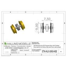 Halling ETH-ALX-090-H0E - Antriebsachse für ALX-Antrieb H0e, 9mm Vollrad